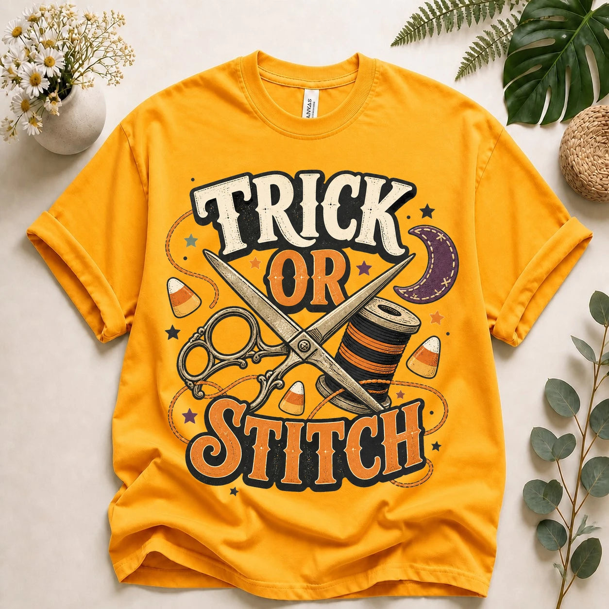 Trick or Stitch Halloween Shirt for Sewists, Quilters & Sewing Lovers
