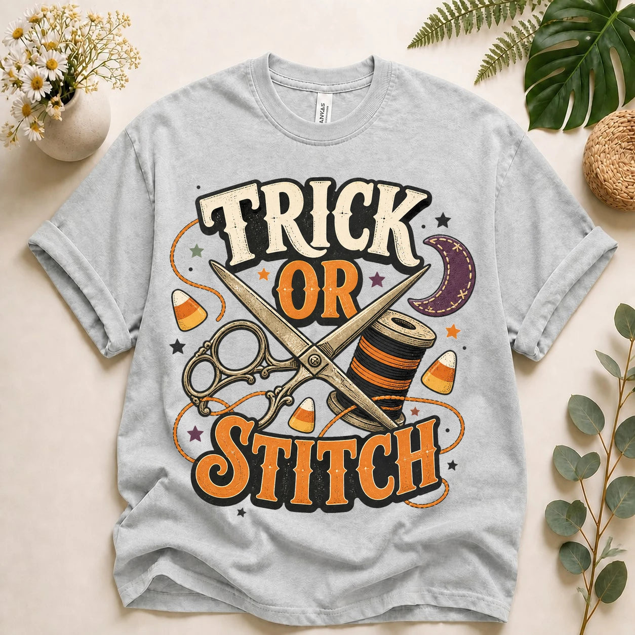 Trick or Stitch Halloween Shirt for Sewists, Quilters & Sewing Lovers