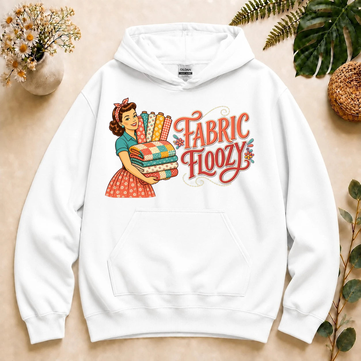 Fabric Floozy Hoodie – Funny Quilting Hoodie, Retro Fabric Lover Gift for Quilters