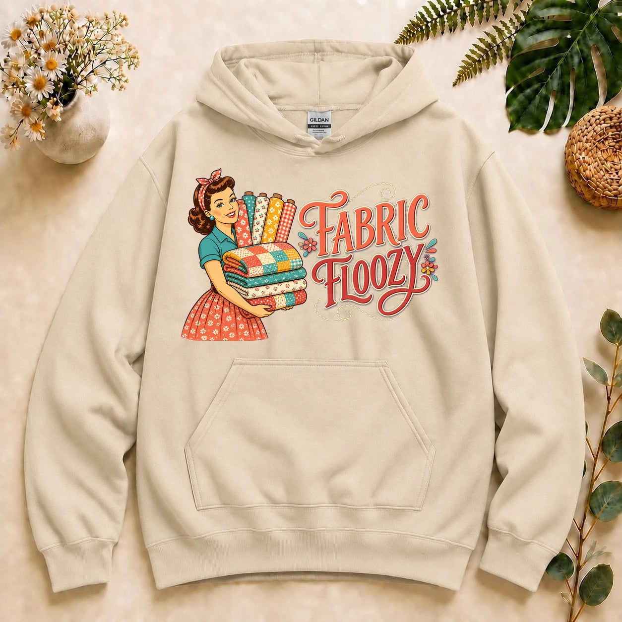 Fabric Floozy Hoodie – Funny Quilting Hoodie, Retro Fabric Lover Gift for Quilters