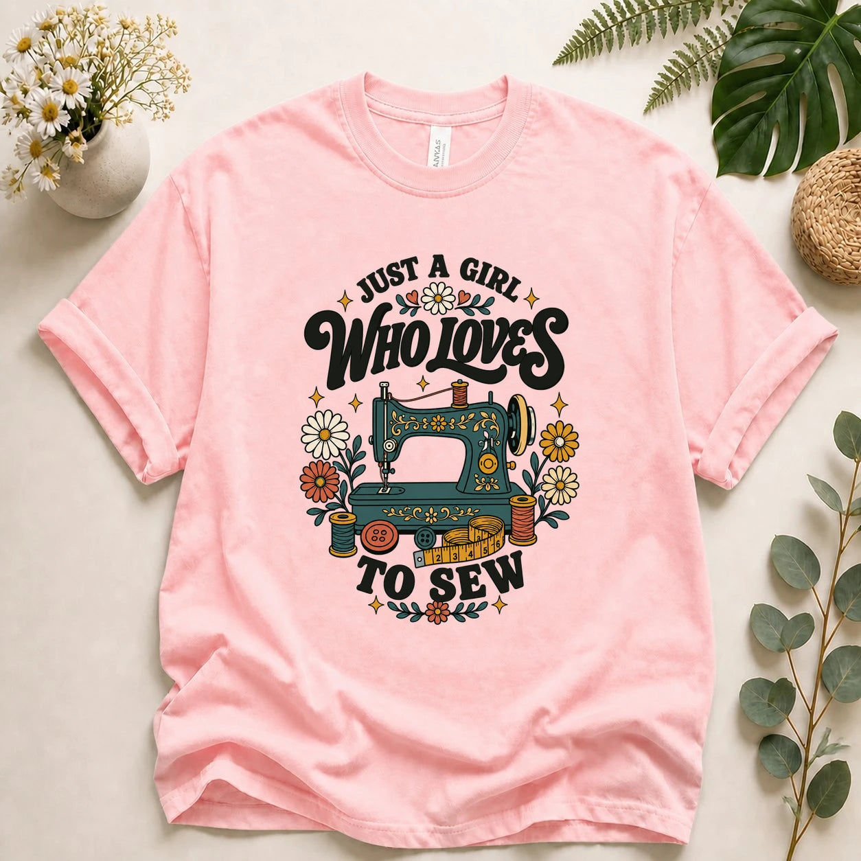 Just A Girl Who Loves To Sew Shirt – Sewing Lover T-Shirt, Vintage Sewist Gift