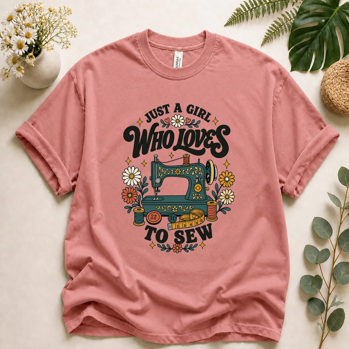 Just A Girl Who Loves To Sew Shirt – Sewing Lover T-Shirt, Vintage Sewist Gift