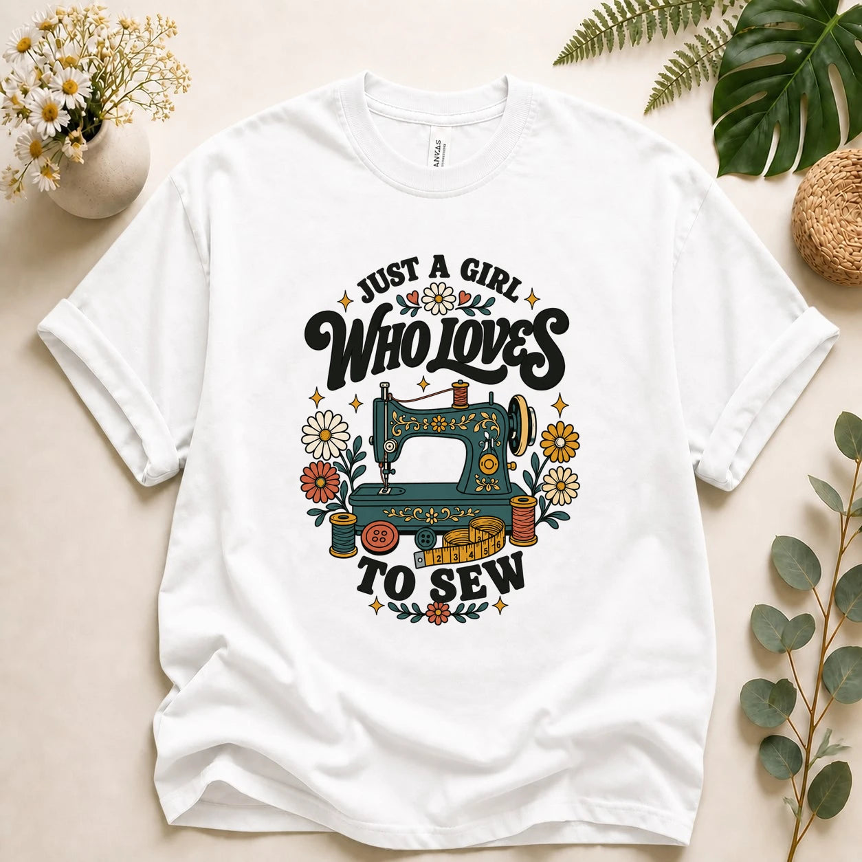 Just A Girl Who Loves To Sew Shirt – Sewing Lover T-Shirt, Vintage Sewist Gift