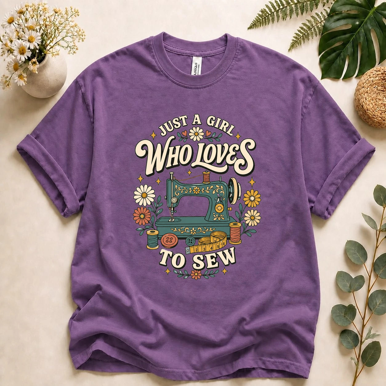 Just A Girl Who Loves To Sew Shirt – Sewing Lover T-Shirt, Vintage Sewist Gift