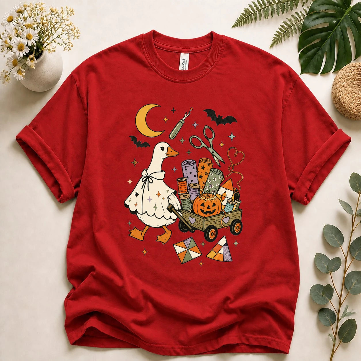 Halloween Sewing Goose Shirt – Funny Quilting Ghost T-Shirt, Spooky Sewist & Quilter Gift