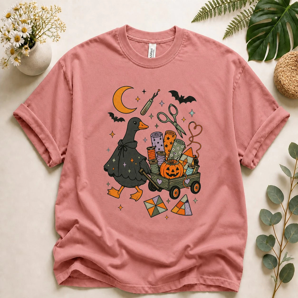 Halloween Sewing Goose Shirt – Funny Quilting Ghost T-Shirt, Spooky Sewist & Quilter Gift