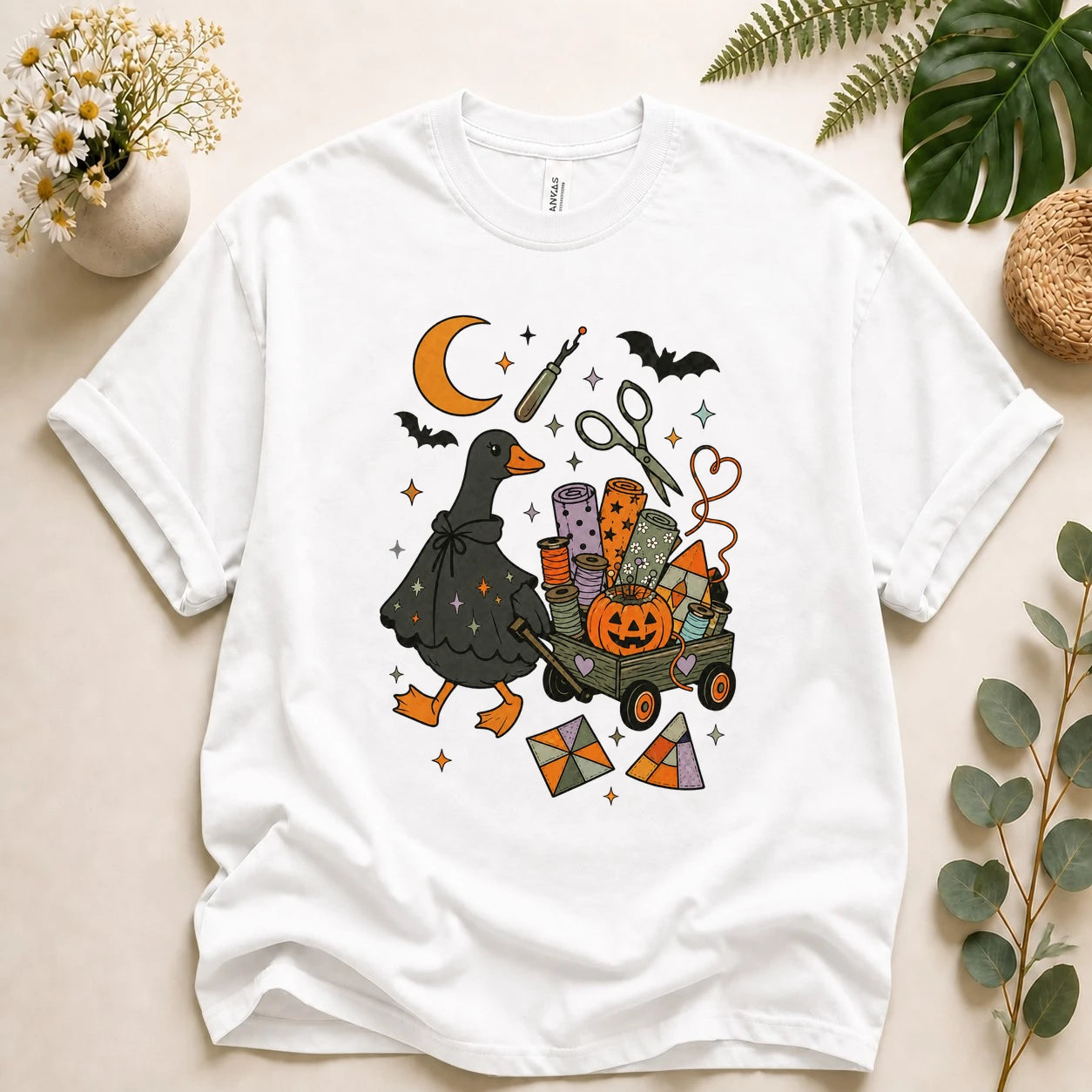 Halloween Sewing Goose Shirt – Funny Quilting Ghost T-Shirt, Spooky Sewist & Quilter Gift