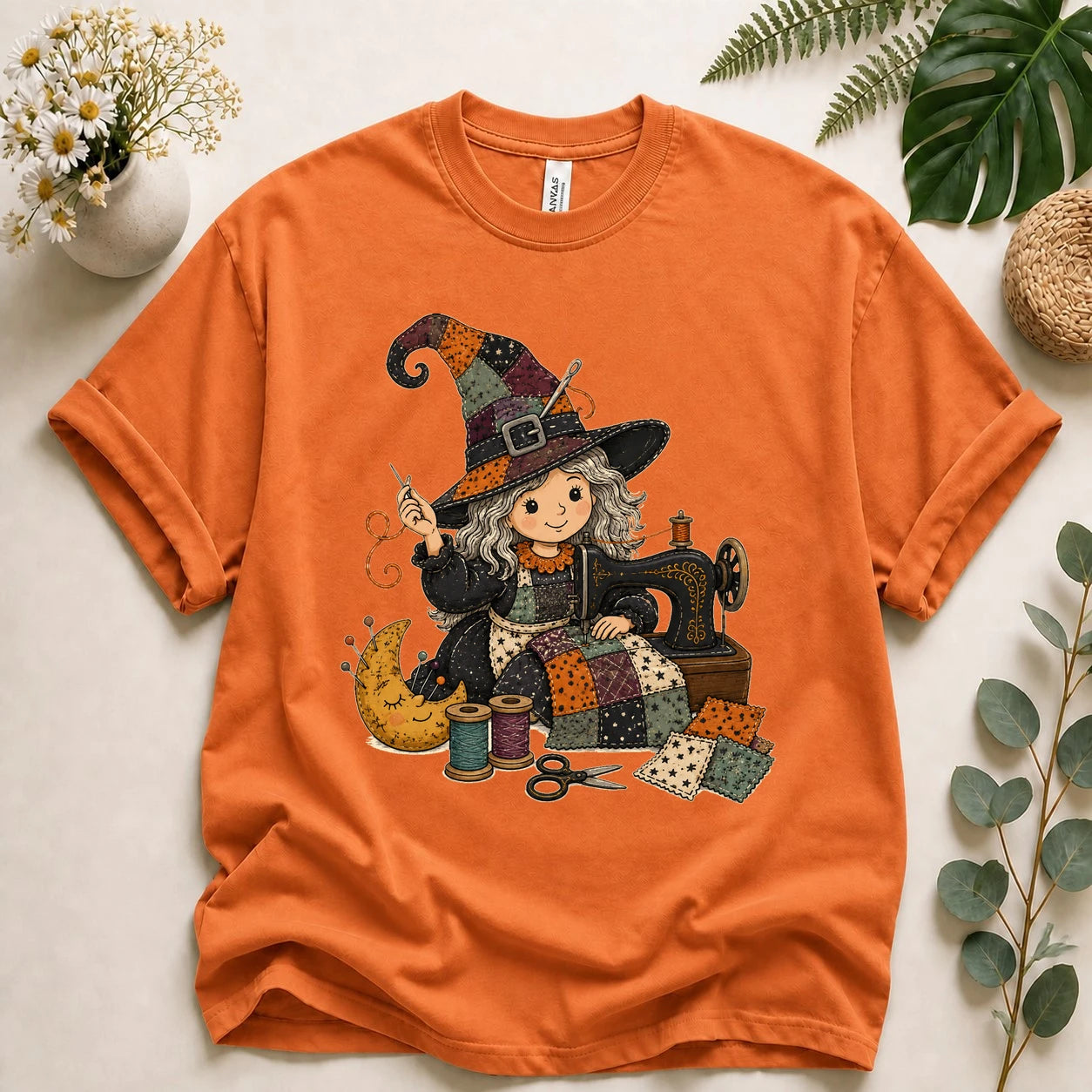 Halloween Sewing Witch Shirt – Cute Quilting T-Shirt, Spooky Sewist & Quilter Gift