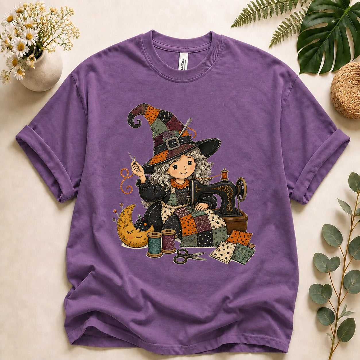 Halloween Sewing Witch Shirt – Cute Quilting T-Shirt, Spooky Sewist & Quilter Gift