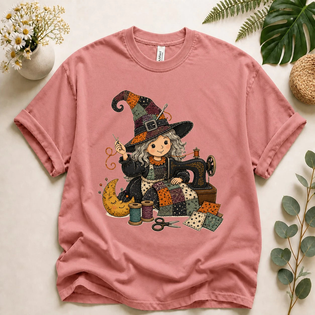 Halloween Sewing Witch Shirt – Cute Quilting T-Shirt, Spooky Sewist & Quilter Gift