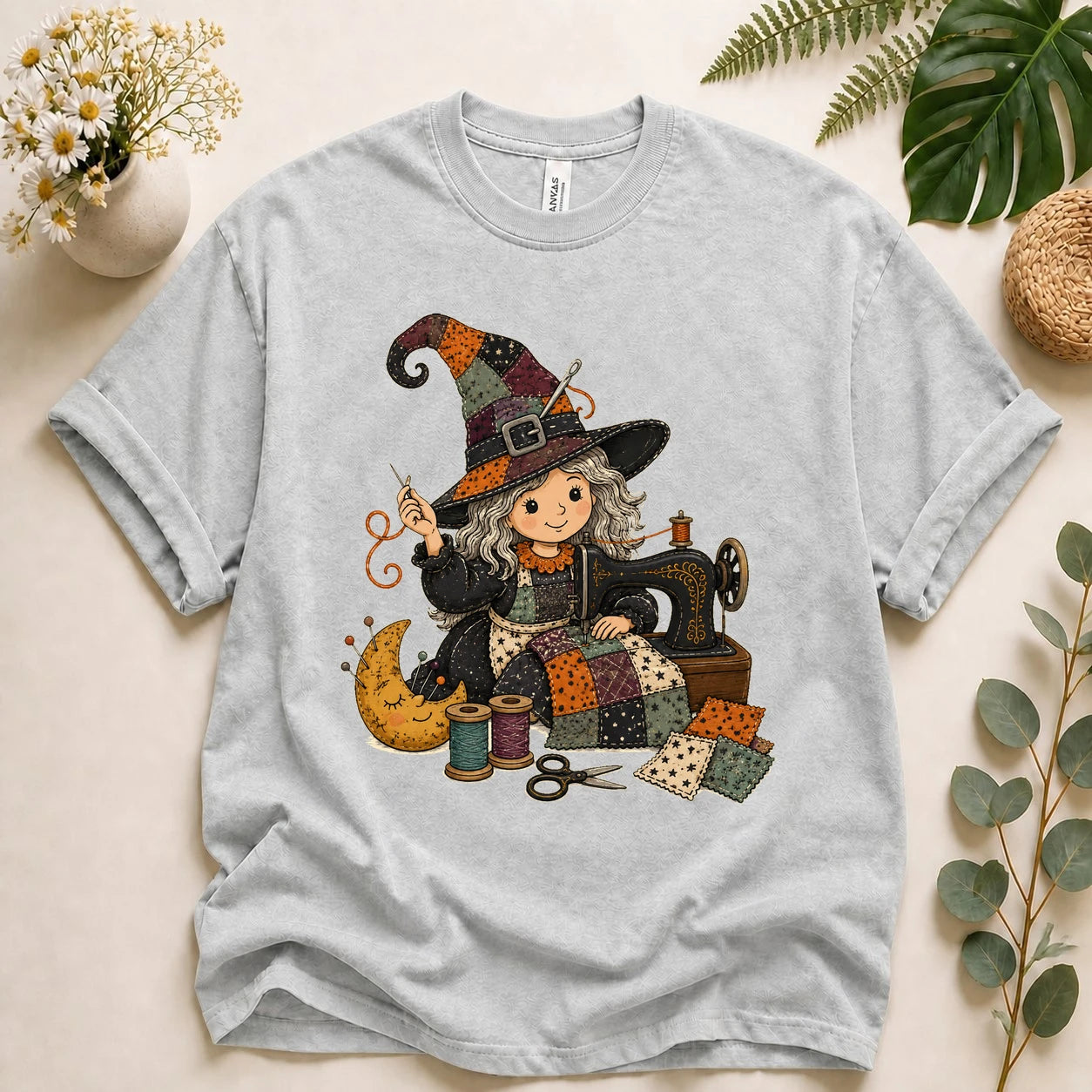 Halloween Sewing Witch Shirt – Cute Quilting T-Shirt, Spooky Sewist & Quilter Gift