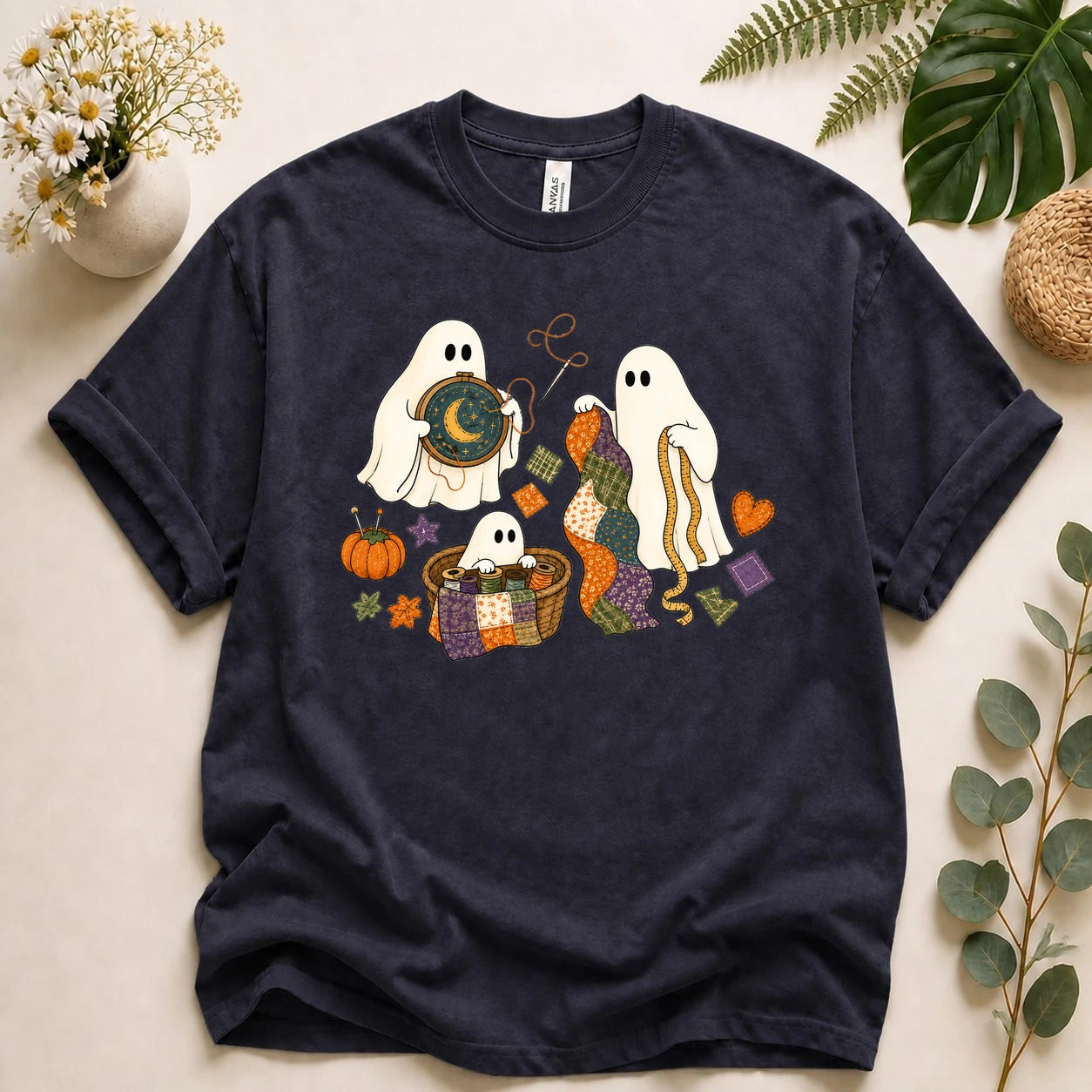 Halloween Quilting Ghost Shirt – Cute Sewing T-Shirt, Spooky Sewist & Quilter Gift