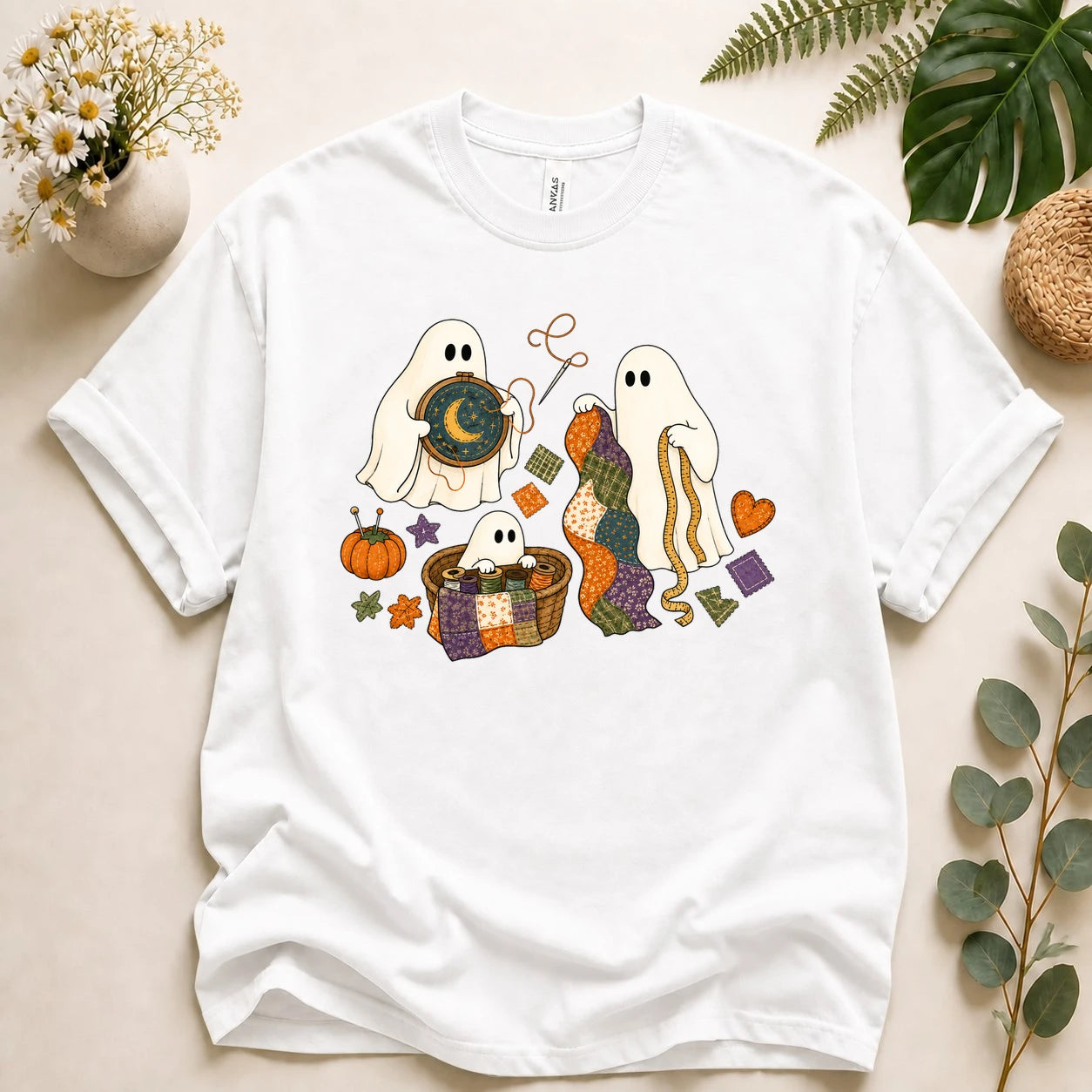 Halloween Quilting Ghost Shirt – Cute Sewing T-Shirt, Spooky Sewist & Quilter Gift