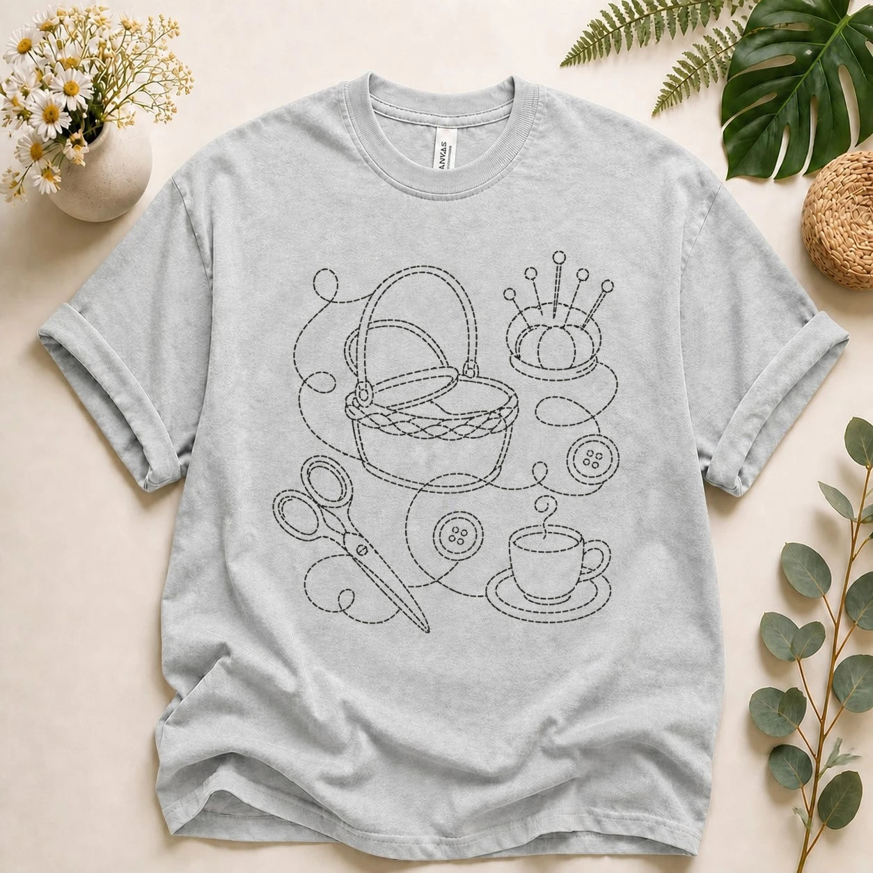 Sewing Lover Shirt – Vintage Stitching Line Art Tee, Gift for Sewists & Crafters