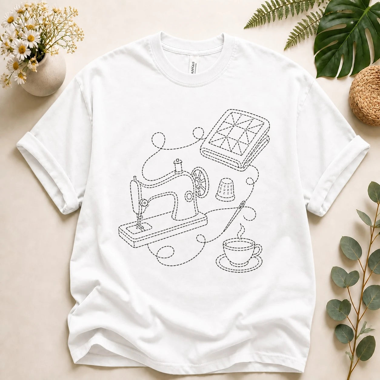 Sewing Lover Shirt – Vintage Sewing Machine Line Art Tee, Quilter & Sewist Gift