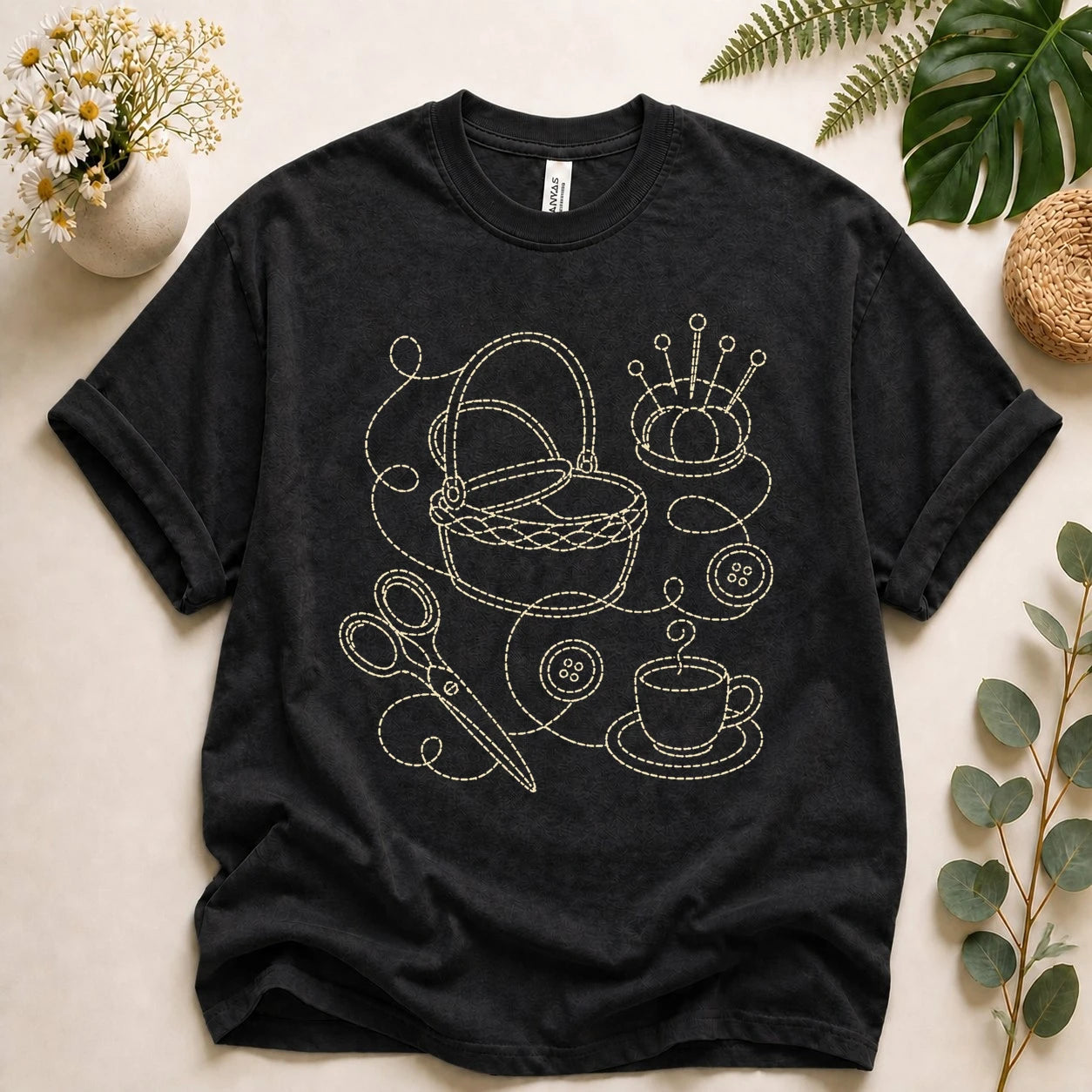Sewing Lover Shirt – Vintage Stitching Line Art Tee, Gift for Sewists & Crafters