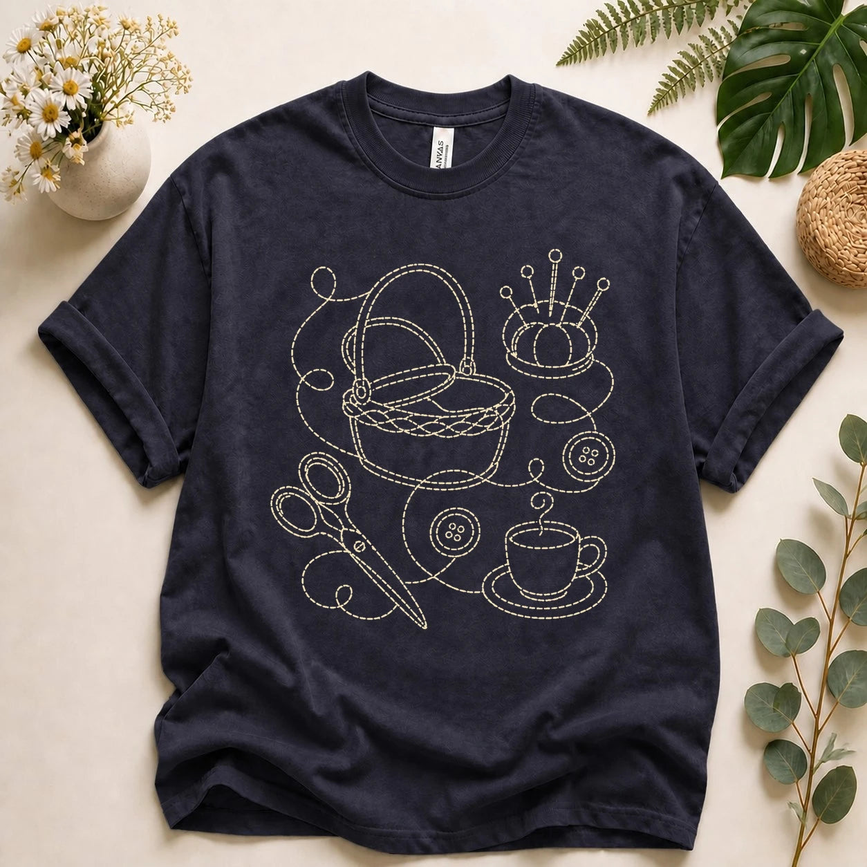 Sewing Lover Shirt – Vintage Stitching Line Art Tee, Gift for Sewists & Crafters