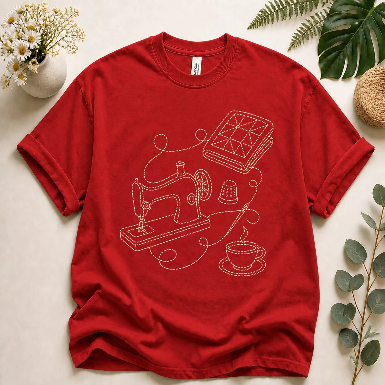 Sewing Lover Shirt – Vintage Sewing Machine Line Art Tee, Quilter & Sewist Gift