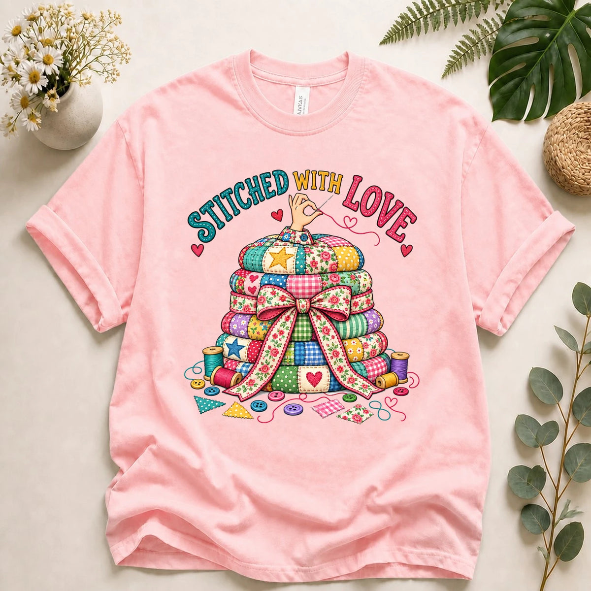 Stitched With Love Shirt – Quilting Lover T-Shirt, Cute Sewist & Quilter Gift