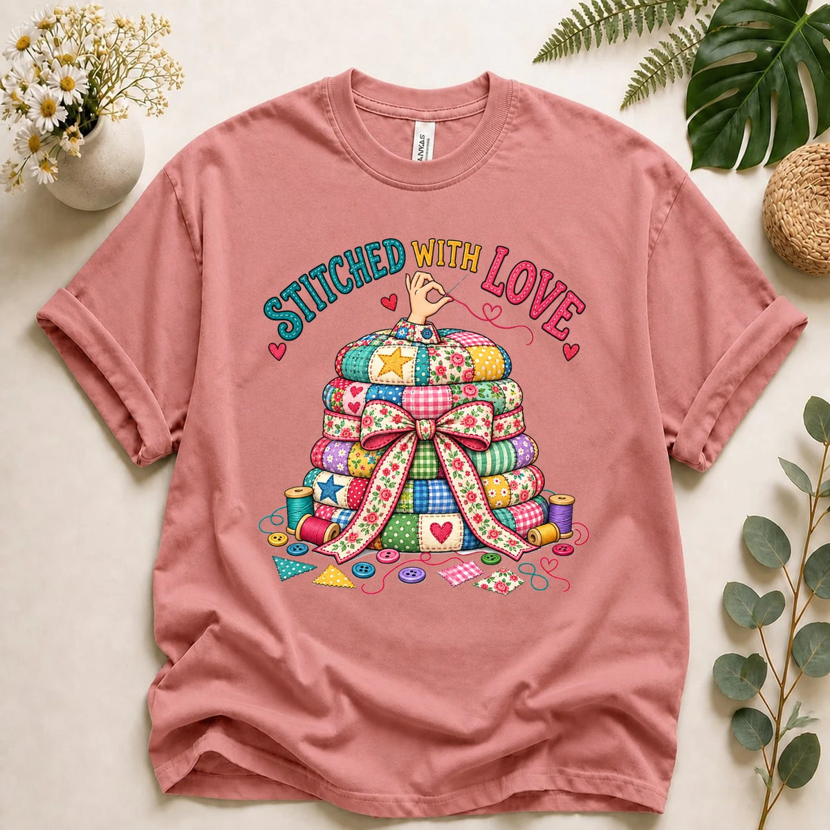 Stitched With Love Shirt – Quilting Lover T-Shirt, Cute Sewist & Quilter Gift