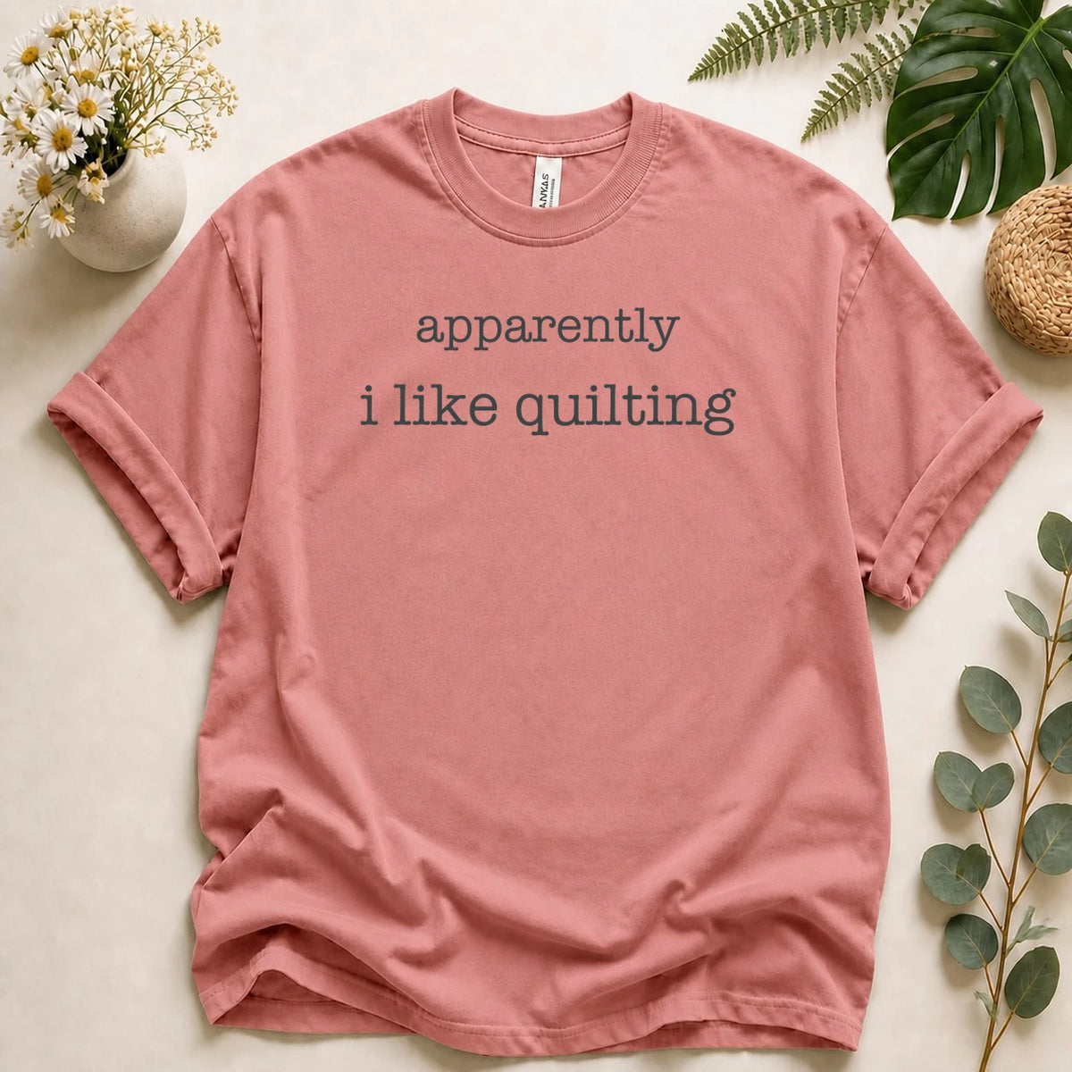 Apparently I Like Quilting – Funny Quilter Gift, Minimalist Quilt Lover T-Shirt