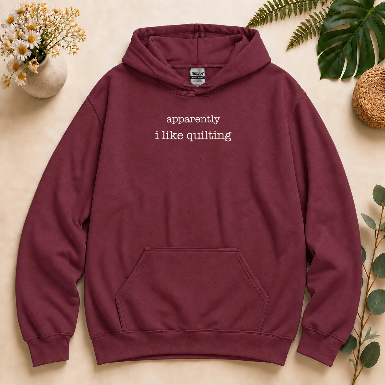 Apparently I Like Quilting – Funny Quilter Gift, Minimalist Quilt Lover Hoodie