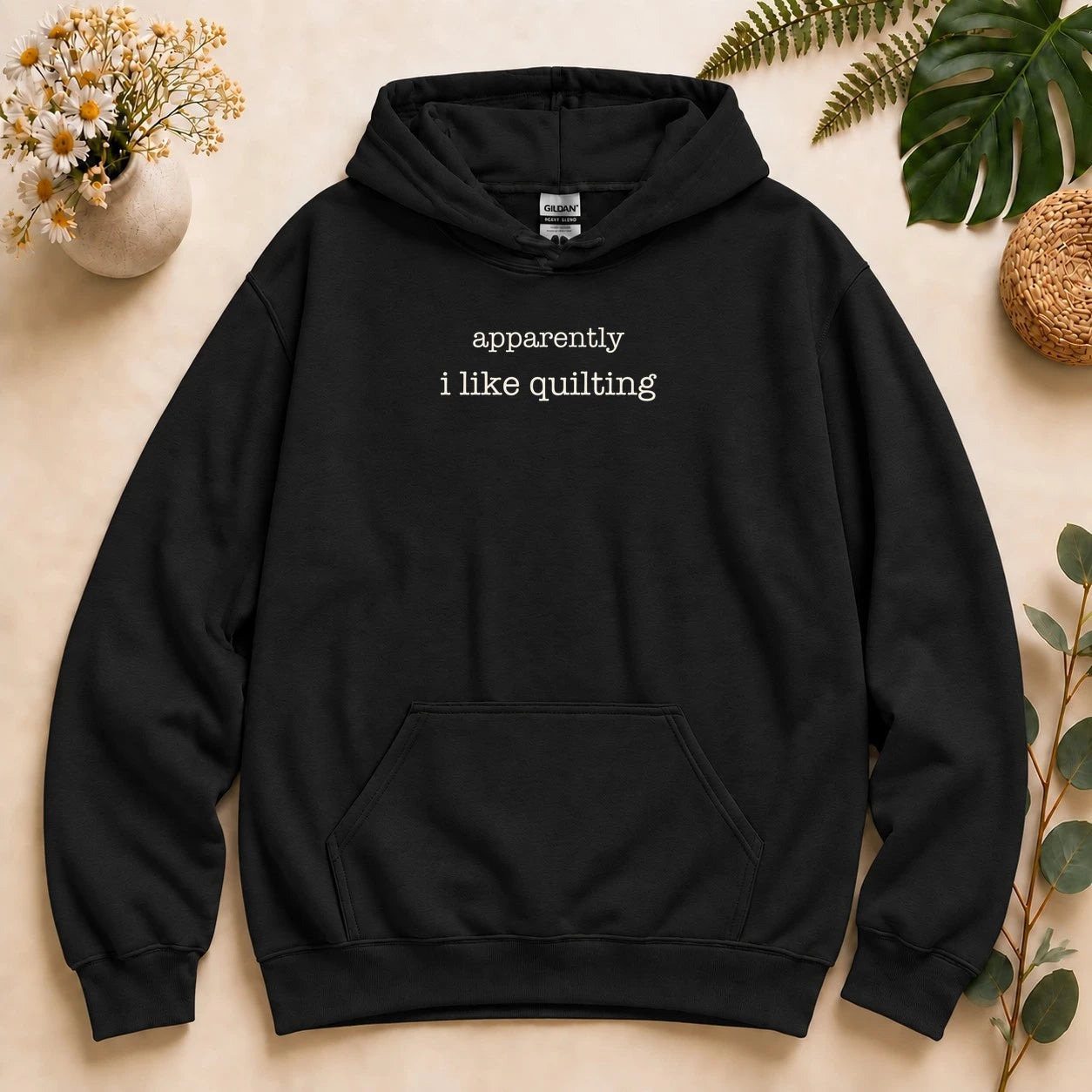 Apparently I Like Quilting – Funny Quilter Gift, Minimalist Quilt Lover Hoodie