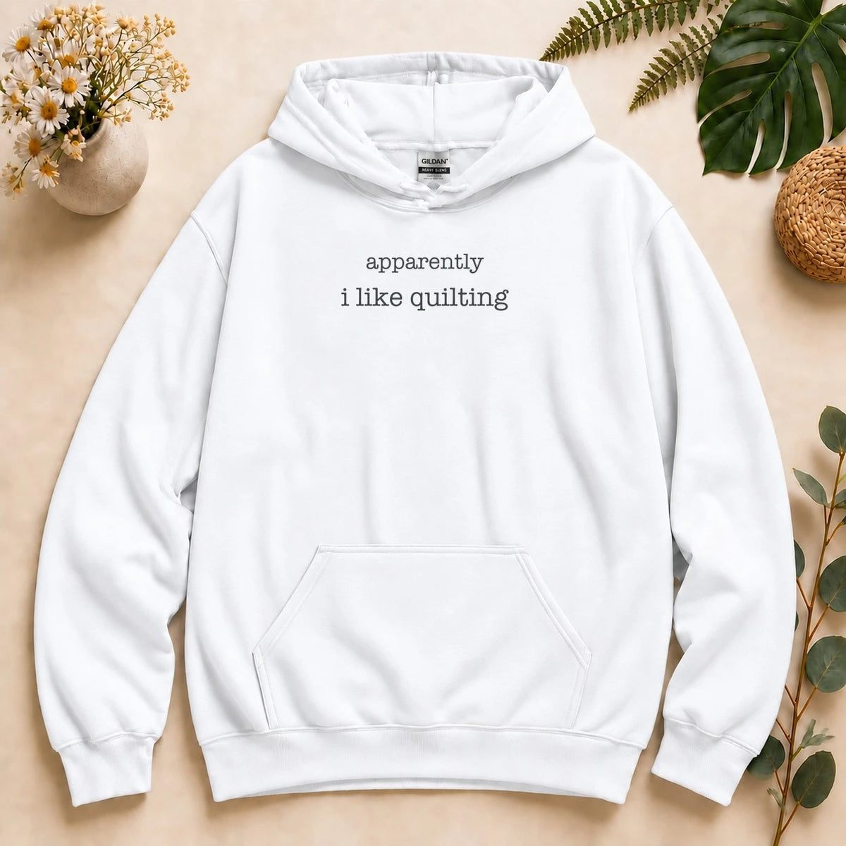 Apparently I Like Quilting – Funny Quilter Gift, Minimalist Quilt Lover Hoodie