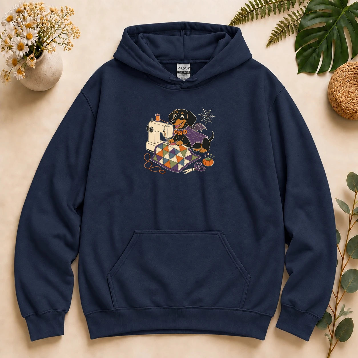 Halloween Sewing Dachshund – Cute Quilter Gift, Spooky Dog Lover Hoodie