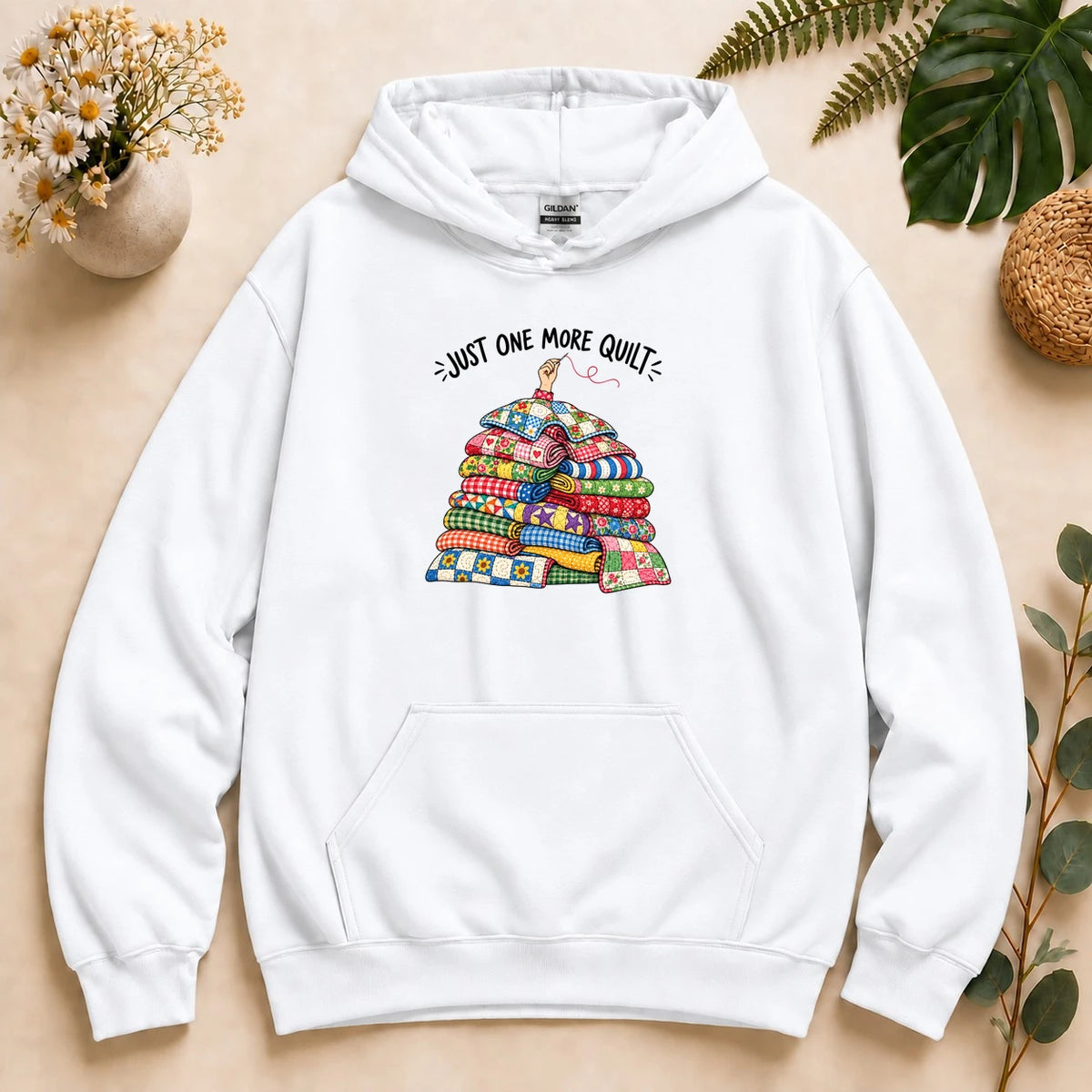Just One More Quilt – Funny Quilter Gift, Colorful Patchwork Lover Hoodie