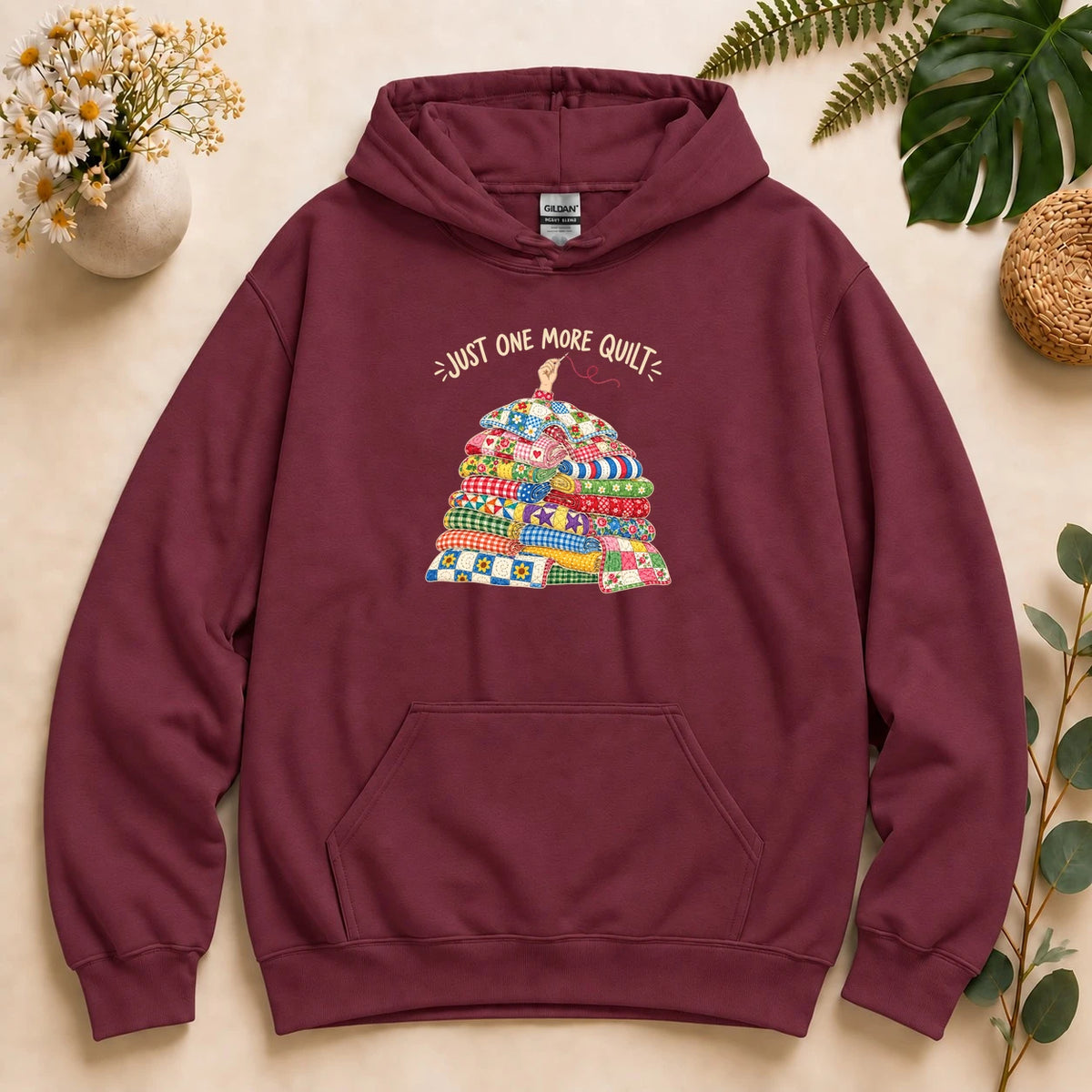 Just One More Quilt – Funny Quilter Gift, Colorful Patchwork Lover Hoodie