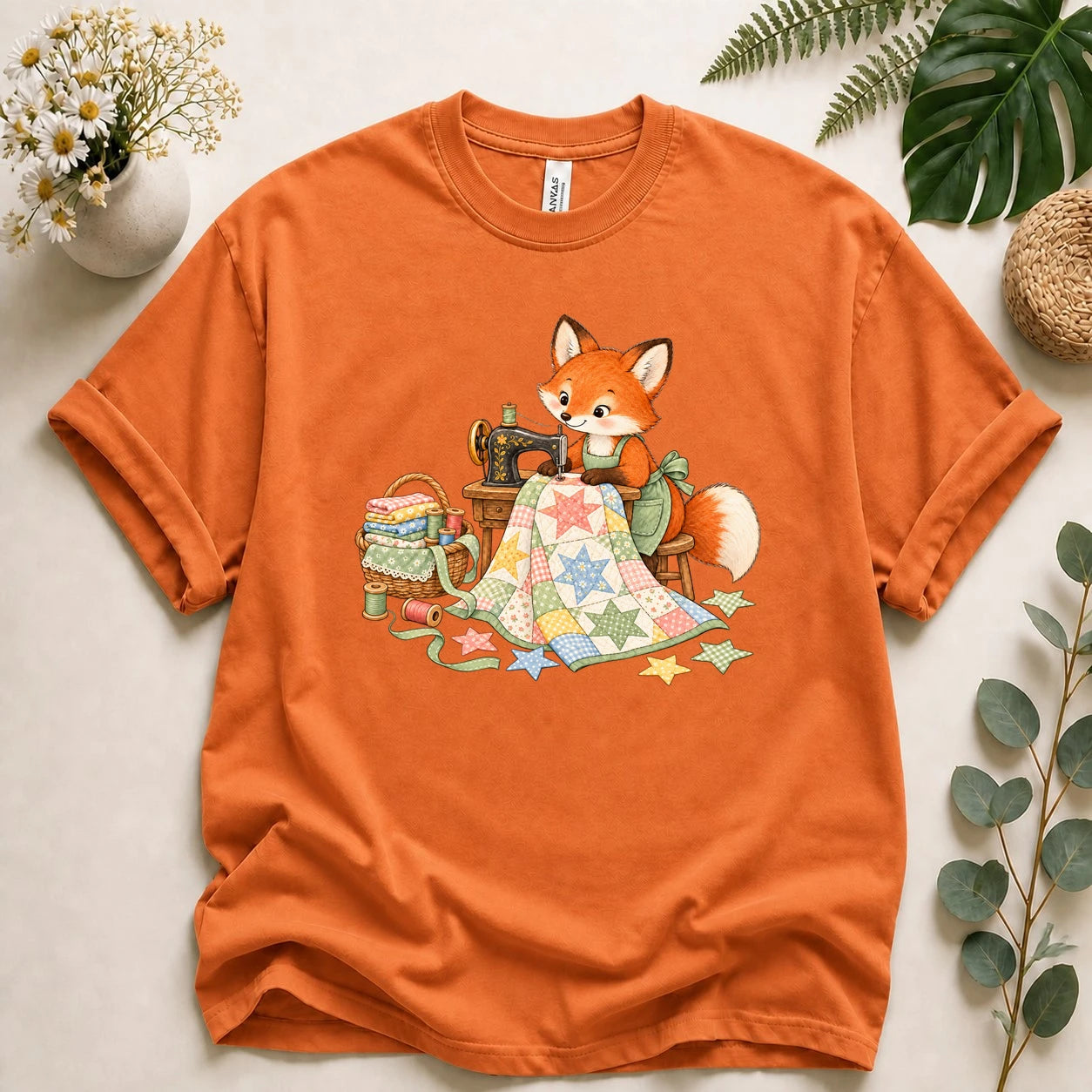 Cute Fox Sewing – Quilter Gift, Patchwork & Sewing Lover T-Shirt