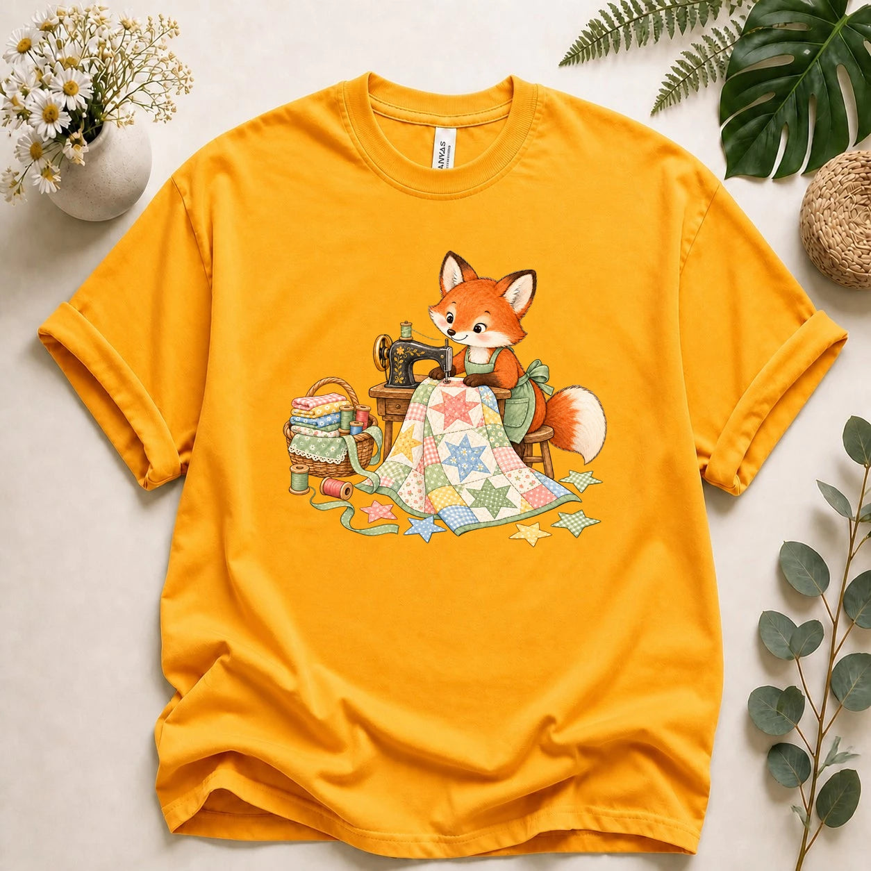 Cute Fox Sewing – Quilter Gift, Patchwork & Sewing Lover T-Shirt
