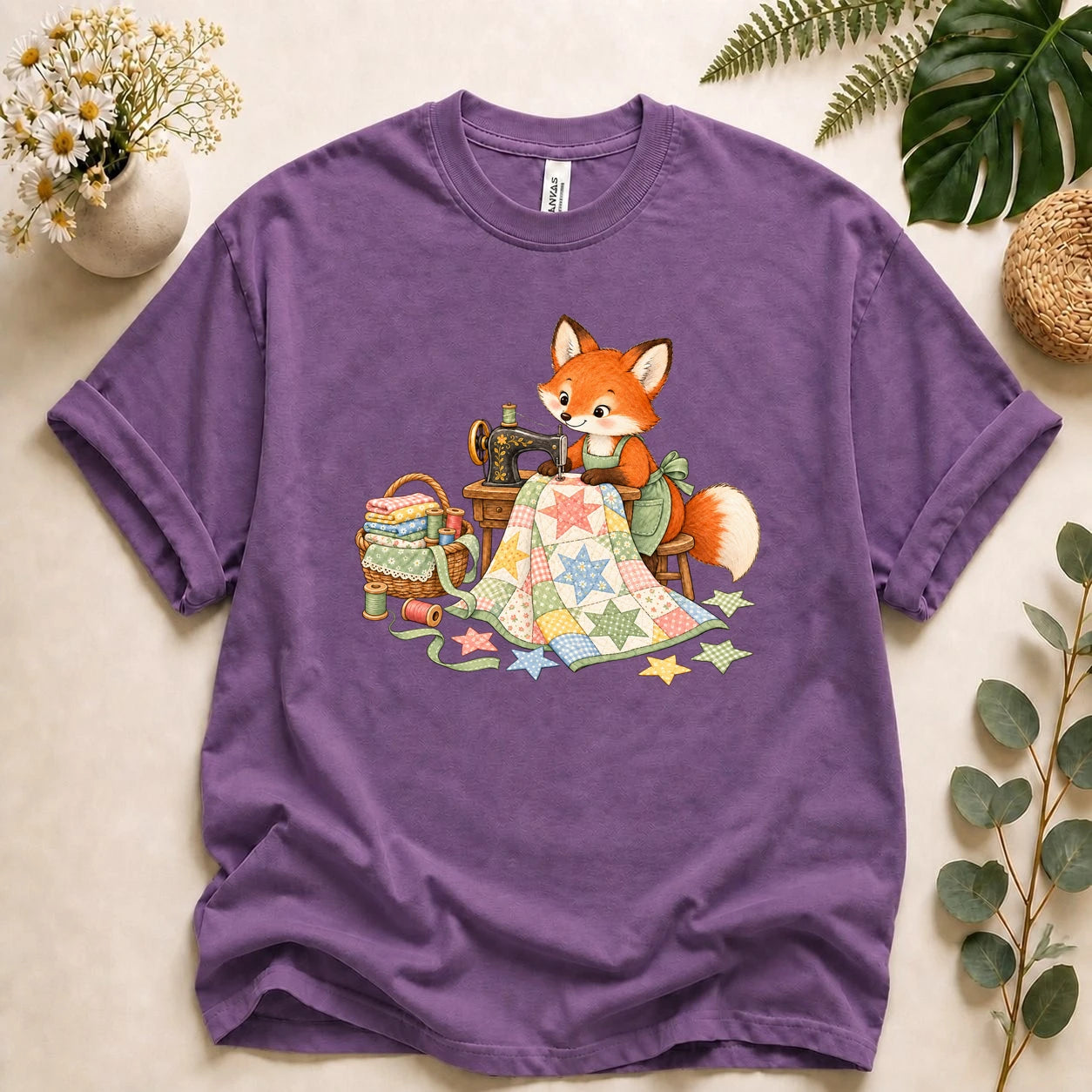 Cute Fox Sewing – Quilter Gift, Patchwork & Sewing Lover T-Shirt