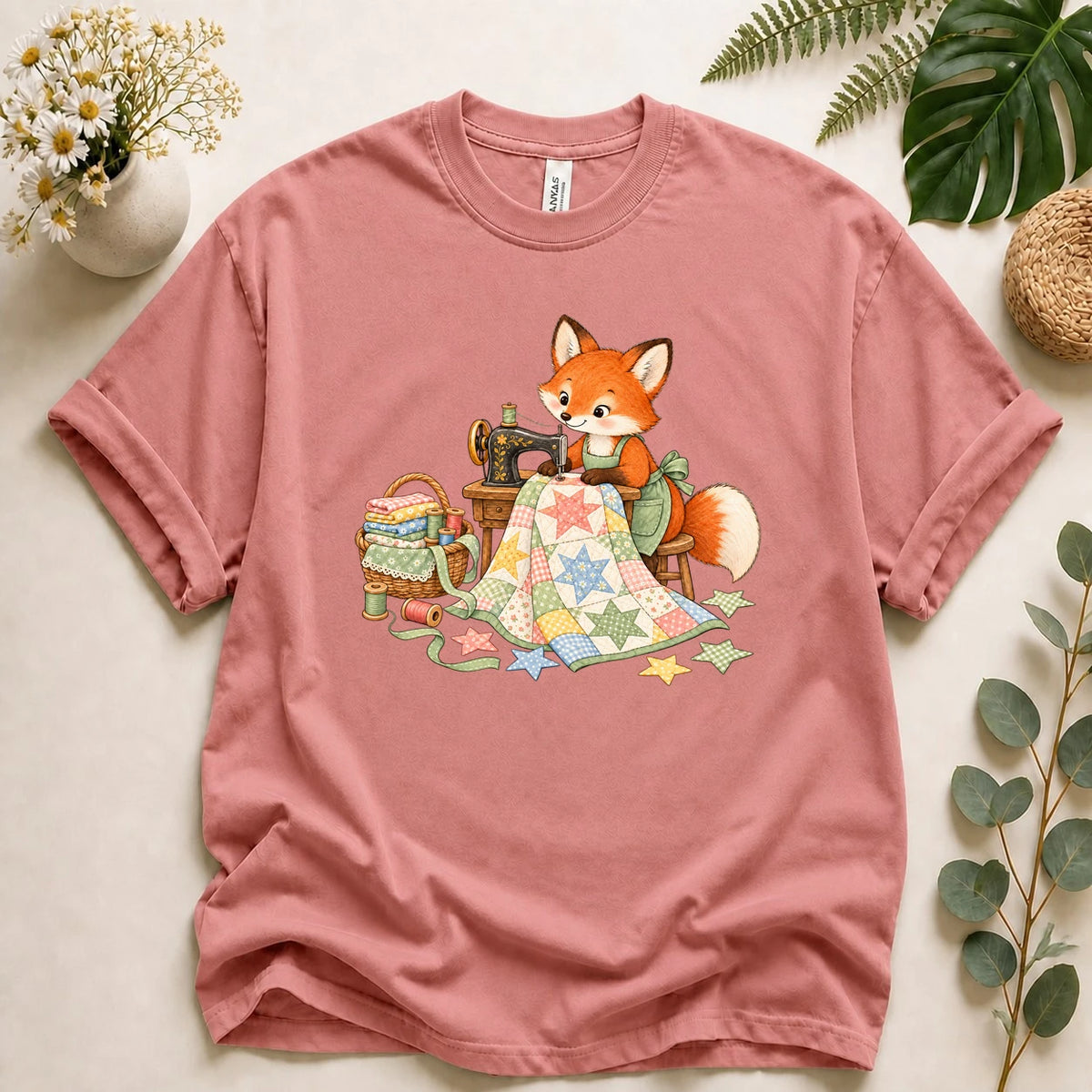 Cute Fox Sewing – Quilter Gift, Patchwork & Sewing Lover T-Shirt