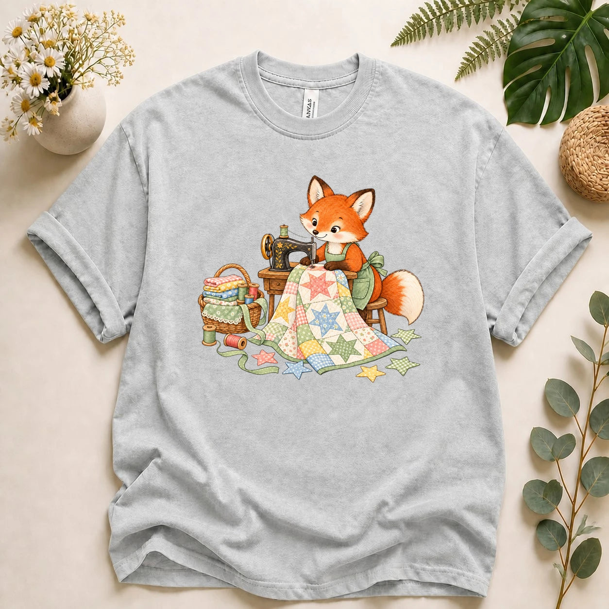 Cute Fox Sewing – Quilter Gift, Patchwork & Sewing Lover T-Shirt