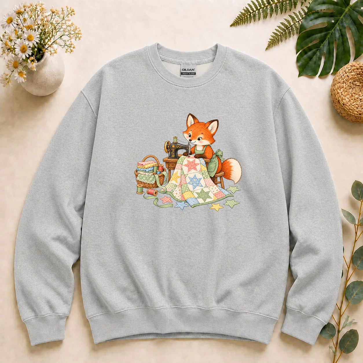 Cute Fox Sewing – Quilter Gift, Patchwork & Sewing Lover Sweatshirt