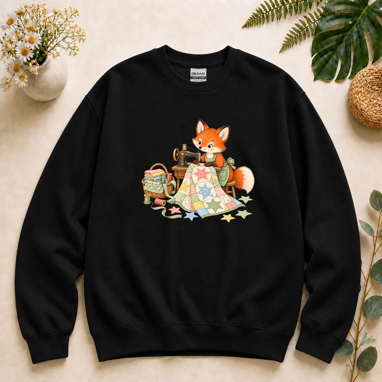 Cute Fox Sewing – Quilter Gift, Patchwork & Sewing Lover Sweatshirt