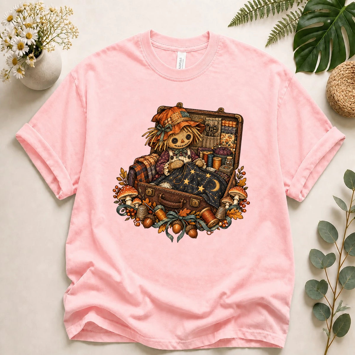 Scarecrow Sewing – Autumn Quilter Gift, Vintage Cottagecore Crafter T-Shirt