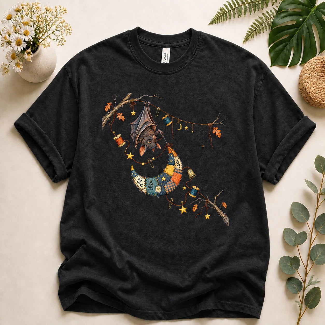 Bat Sewing Moon – Halloween Quilter Gift, Patchwork Crafter T-Shirt