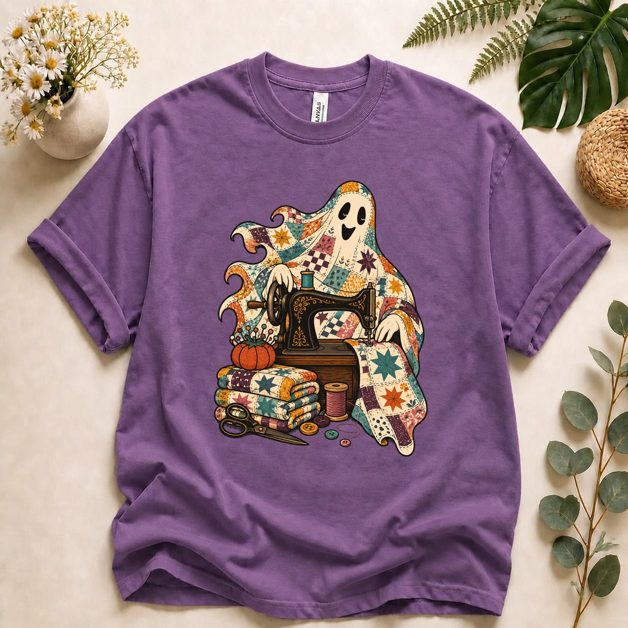 Ghost Quilting Sewing – Halloween Quilter Gift, Patchwork Crafter T-Shirt