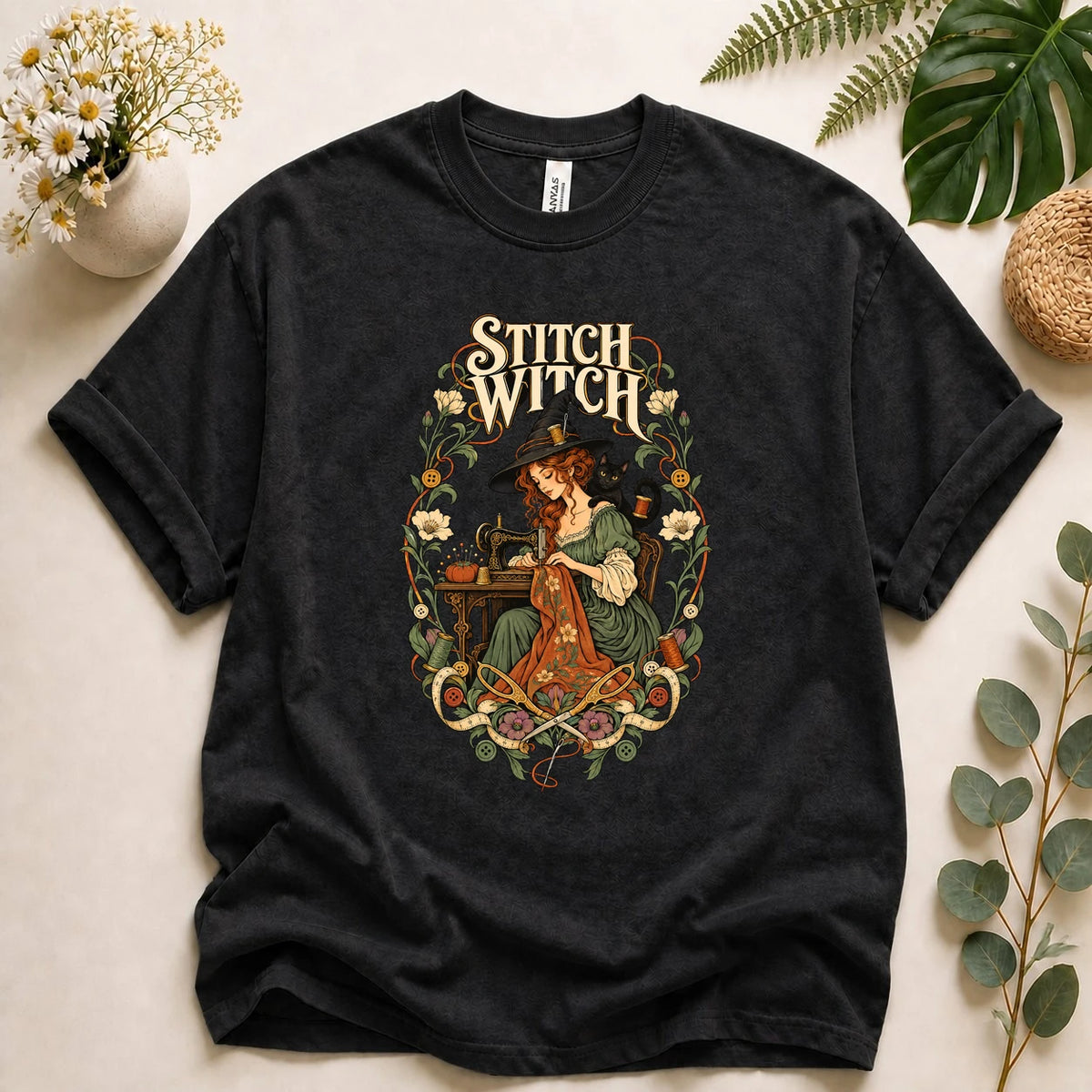 Stitch Witch – Halloween Sewing Lover Gift, Vintage Witchy Crafter T-Shirt