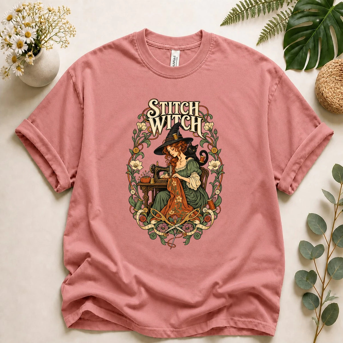 Stitch Witch – Halloween Sewing Lover Gift, Vintage Witchy Crafter T-Shirt