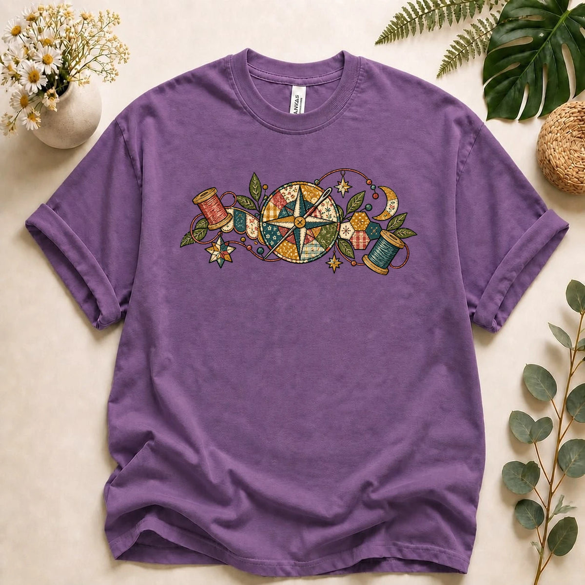 Celestial Quilt Block – Vintage Patchwork Quilter & Sewing Lover T-Shirt