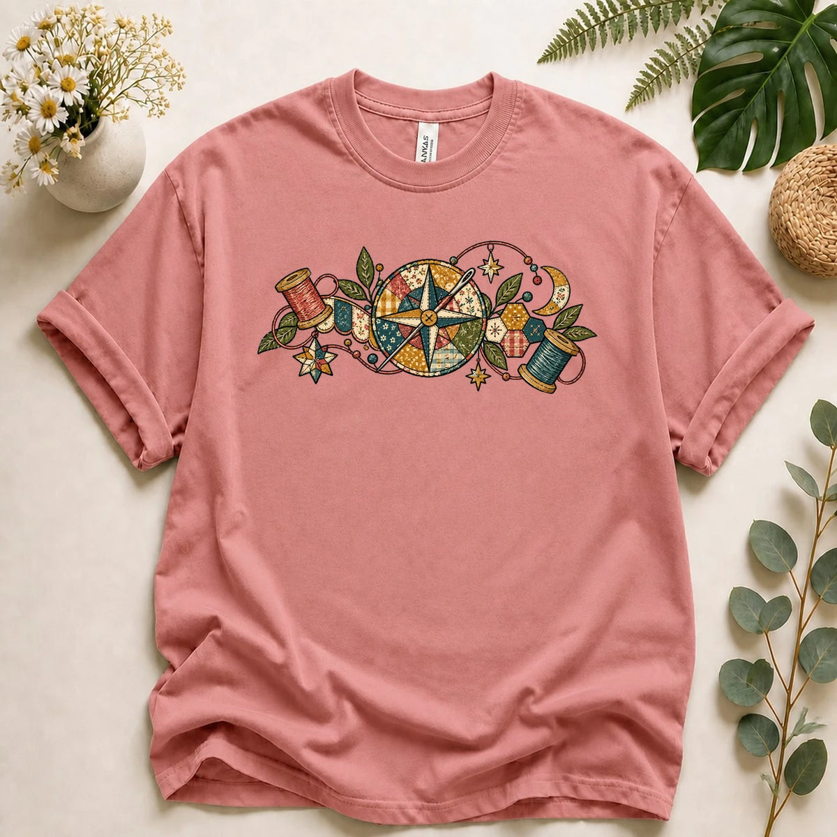 Celestial Quilt Block – Vintage Patchwork Quilter & Sewing Lover T-Shirt
