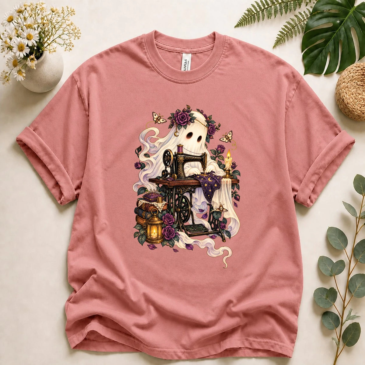 Ghost Sewing Machine – Gothic Sewist Gift, Spooky Halloween T-Shirt