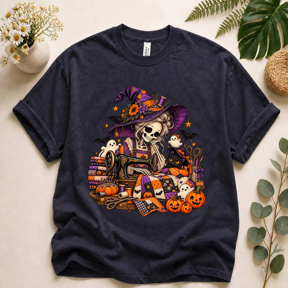 Stitch Witch Skeleton – Halloween Quilter Gift, Spooky Sewing T-Shirt
