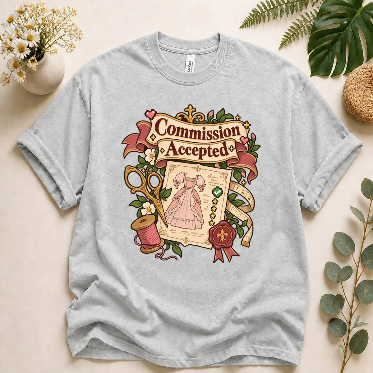 Commission Accepted Shirt, Dressmaker Sewing Tee, Cozy Gamer Seamstress Gift, Custom Sewing Business Shirt T-Shirt