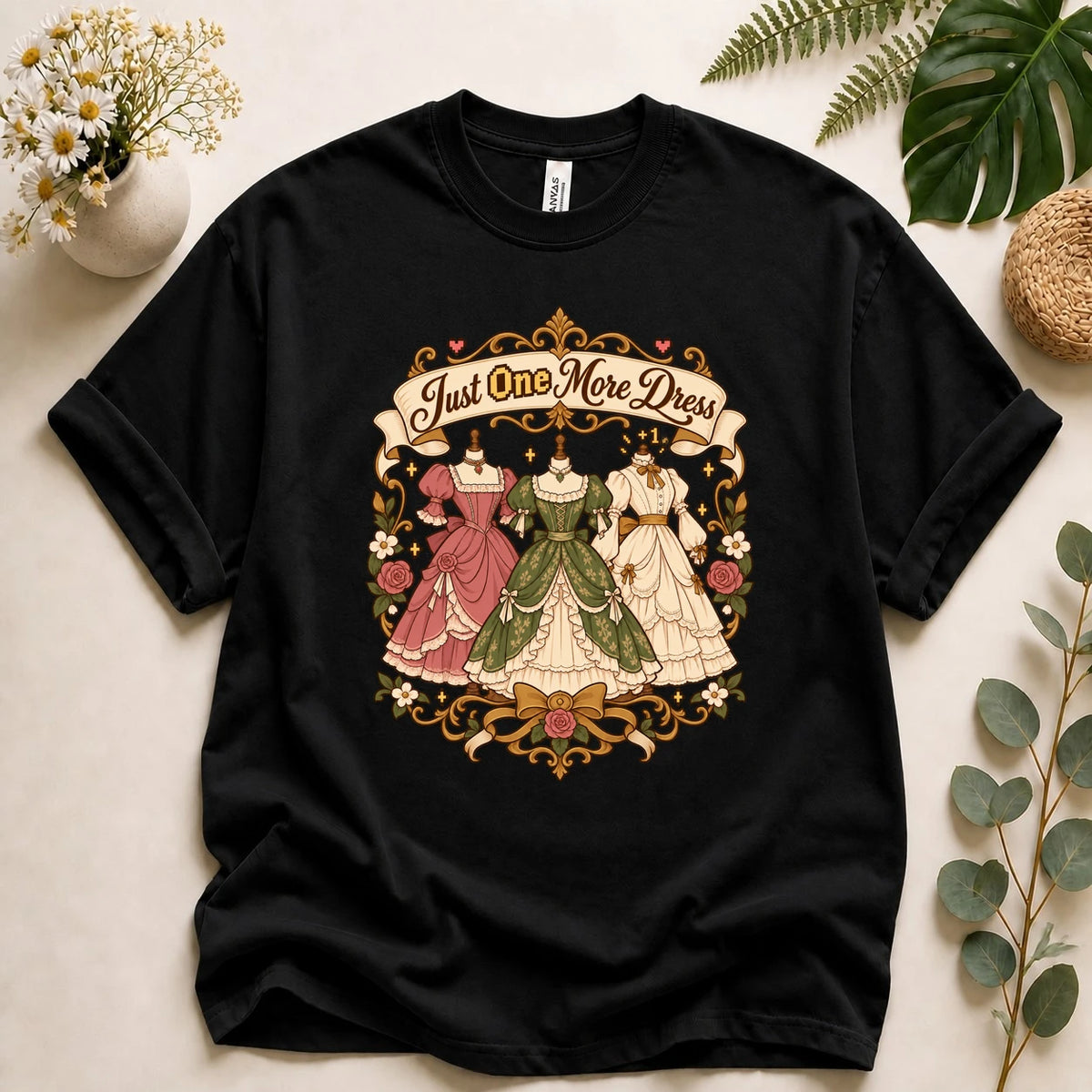Just One More Dress Shirt, Dressmaker Gift, Cozy Gamer Sewing Tee, Vintage Dress Sewing Shirt, Seamstress Gift T-Shirt