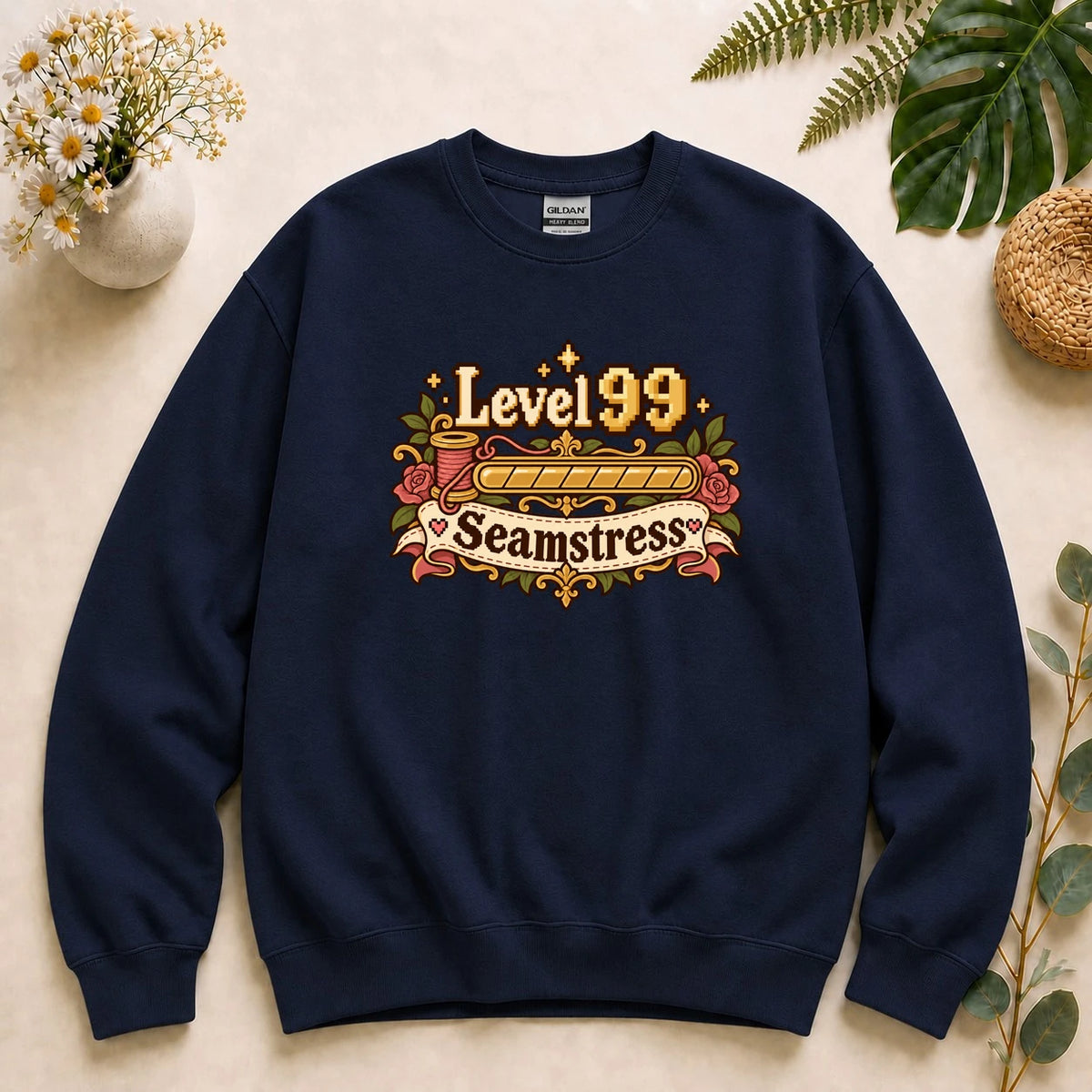 Level 99 Seamstress Shirt, Gamer Sewing Gift, Cozy Gamer Tee, Funny Seamstress Shirt, Sewing Lover Gift Sweatshirt